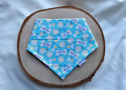 Blue Barkday Over the Collar Bandana